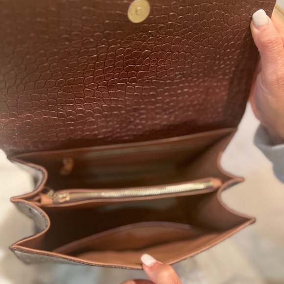 AUTHENTIC ALLIGATOR chocolate brown top handle bag - Picture 5 of 6